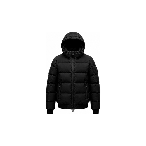 Project Moto BLACKOUT armoured motorcycle puffer jacket, front pre-production visual